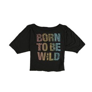 dirty violet Womens Born To Be Wild Graphic T-Shirt, Black, NWT